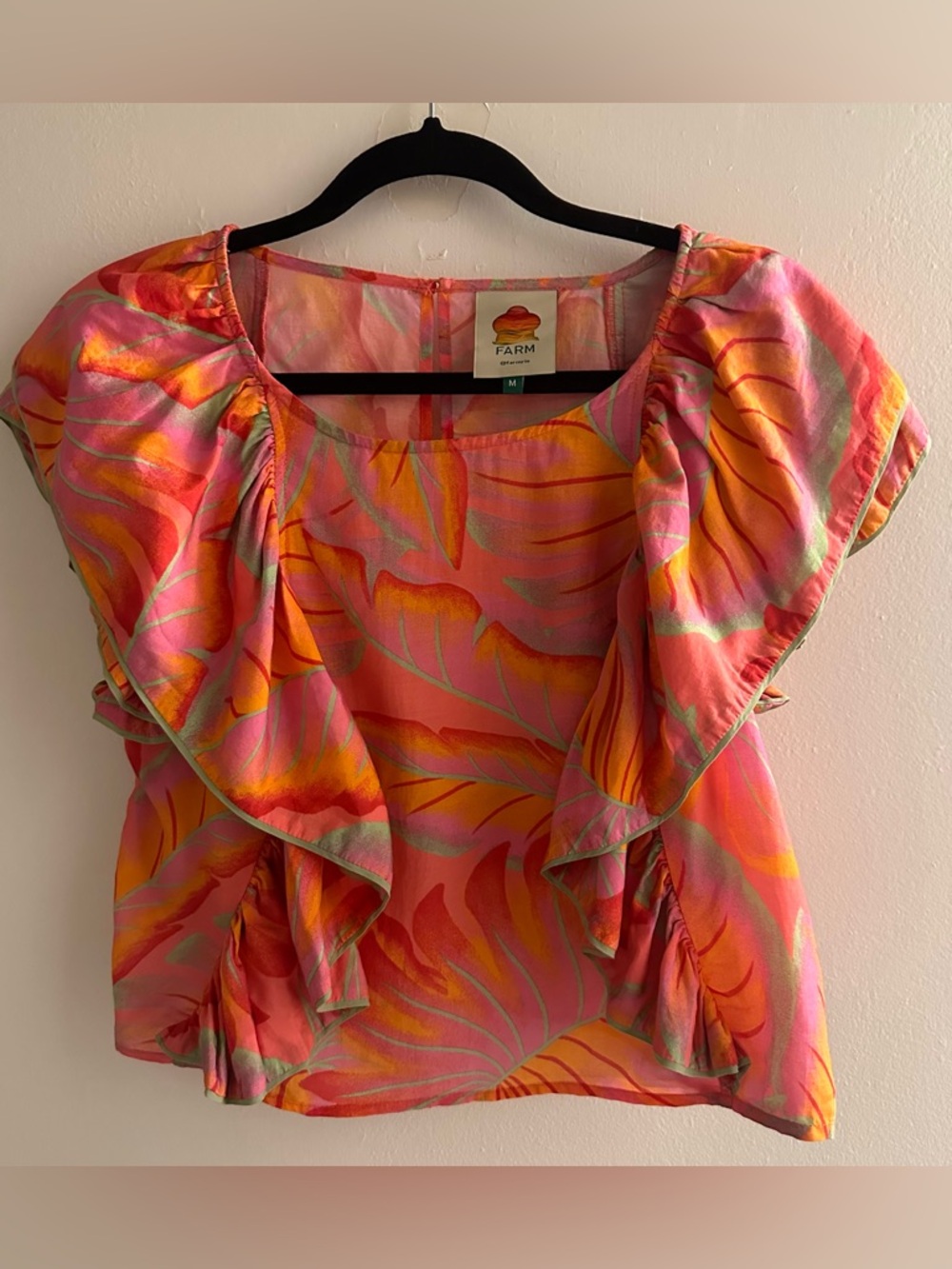 Farm Rio Tropical Ruffle Sleeve Blouse - Picture 7 of 7